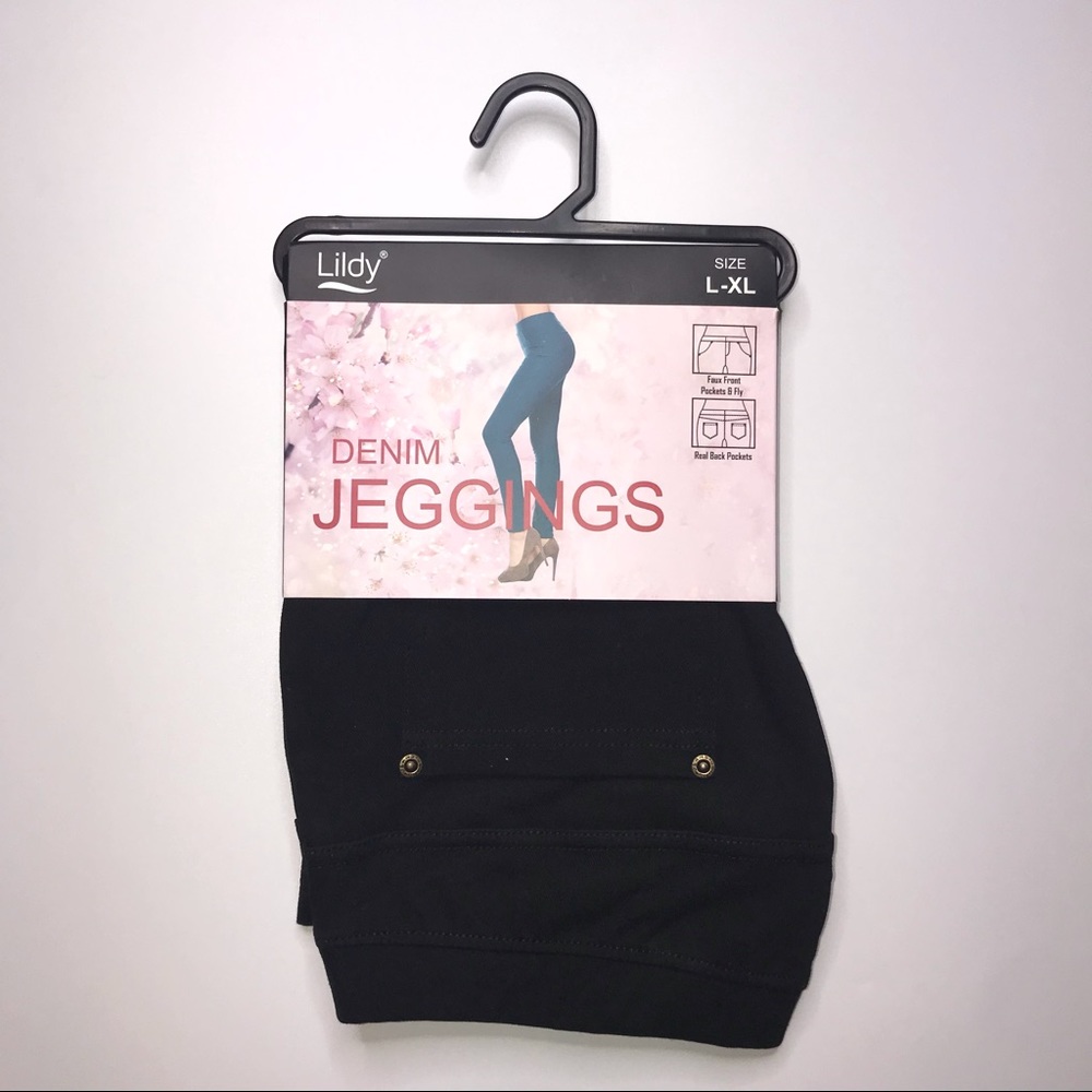 NWT Size L/XL Denim Stretch Black Jeggings